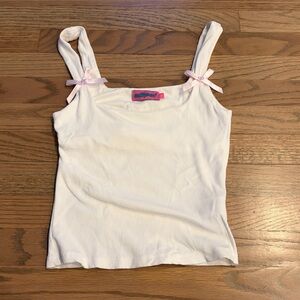 Edikted White Tank Top with Pink Bows
